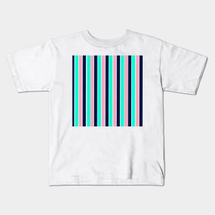 Pink, Navy, Mint Contrasting Stripes Kids T-Shirt